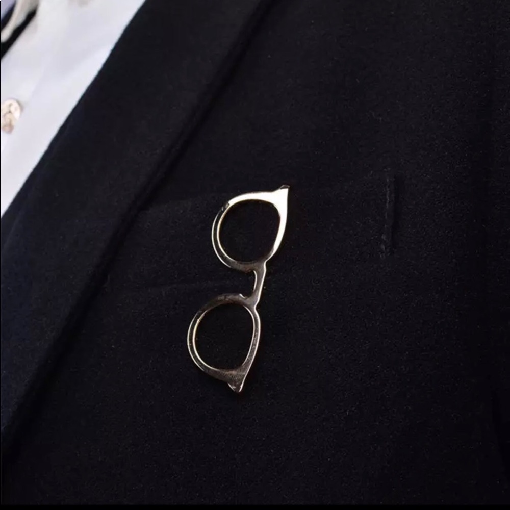 ❤️3 for $20❤️Men's GOLD ColorGlassesLapelAccessory - Picture 3 of 4